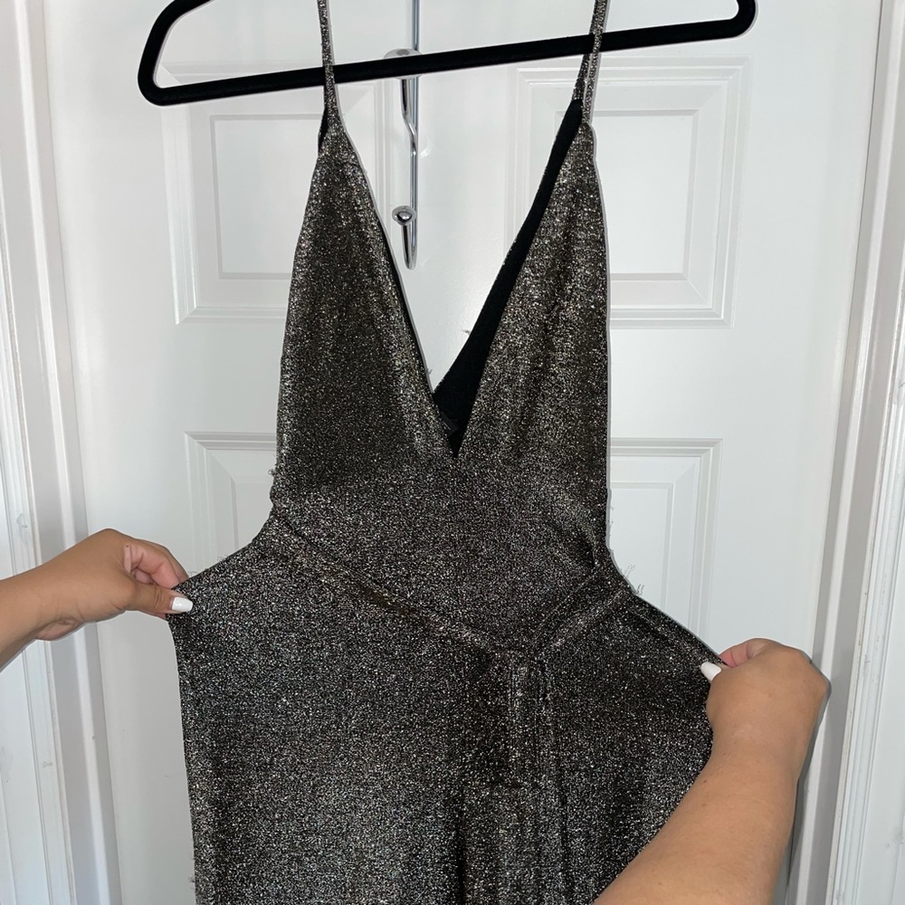 Wide leg romper.